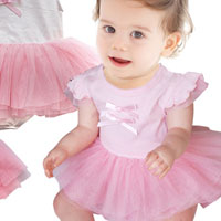 บอดี้สูทเด็กผู้หญิง สีชมพู ปีกนางฟ้า