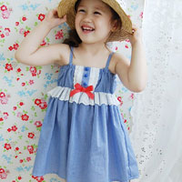 ชุดเดรสเด็กผู้หญิง สายเดี่ยว สีฟ้า