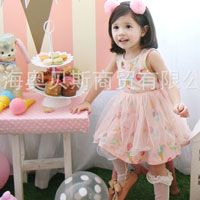 ชุดเดรสเด็กผู้หญิง สีชมพู แขนกุด