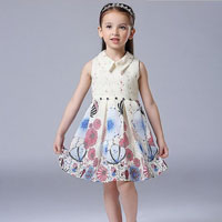 ชุดเดรสเด็กผู้หญิง คอปก สีเหลือง