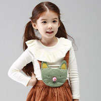 เสื้อเด็กผู้หญิงแขนยาว สีขาว มีระบายรอบคอ