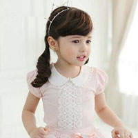 เสื้อเด็กผู้หญิง สีชมพู คอบัว ประดับมุกที่ปกเสื้อ