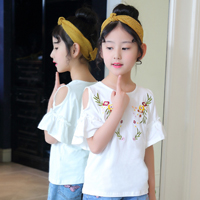 เสื้อเด็กผู้หญิง สีขาว เปิดไหล่