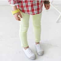 กางเกงเด็กผู้หญิง ขายาว เอวยางยืด สีเหลือง