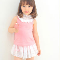 เสื้อสาวน้อยสีชมพู พร้อมกางเกงกระโปรงเข้าชุดน่ารัก