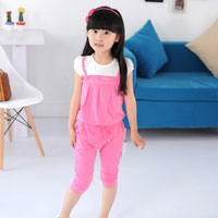 เสื้อผ้าเด็กผู้หญิง เสื้อผ้าเด็กโต เสื้อสีชมพู พร้อมกางเกงสามส่วนเข้าชุด