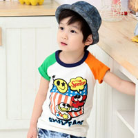 เสื้อยืดคอกลมเด็กผู้ชาย สีขาว