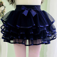 กระโปรงเด็กผู้หญิง สีน้ำเงิน พองฟู ระบายชั้นๆ