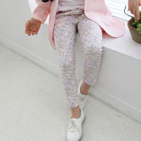 กางเกงเด็กผู้หญิง ขายาว เอวยางยืด โทนสีชมพู