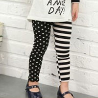 กางเกงเลกกิ้งเด็กผู้หญิง สีดำสลับขาว