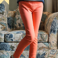 กางเกงเด็กผู้หญิง สีส้ม ขายาว สำหรับเด็กโต