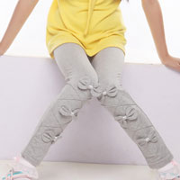 เลกกิ้งเด็กผู้หญิง สีเทา ติดโบว์