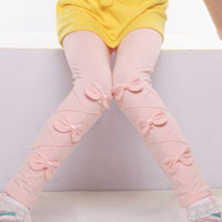 เลกกิ้งเด็กผู้หญิง สีชมพู ติดโบว์