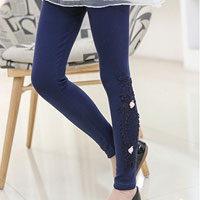 เลกกิ้งเด็กผู้หญิง สีน้ำเงิน ลายดอกไม้