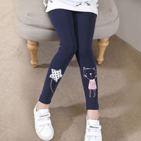 เลกกิ้งเด็กผู้หญิง สีน้ำเงิน ลายแมว