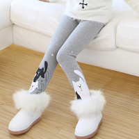 เลกกิ้งเด็กผู้หญิง สีเทา ลายแมว