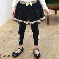 กระโปรงเด็กผู้หญิง พองฟู สีดำ มีโบว์ที่เอว ( ไม่รวมเลกกิ้ง)